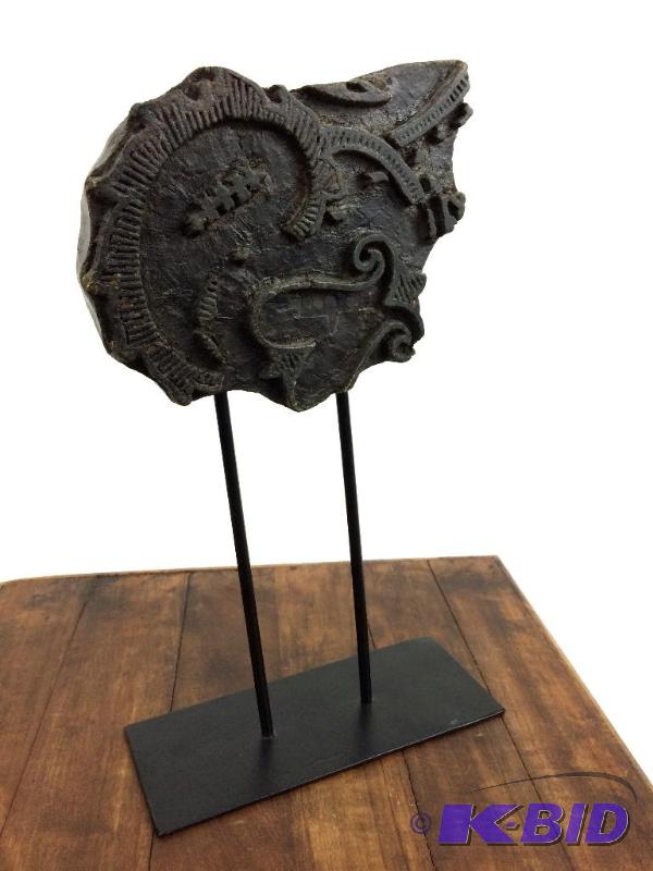 lot 25 image: Exotic Wood carved into a sculpture and mounted to a stand for display