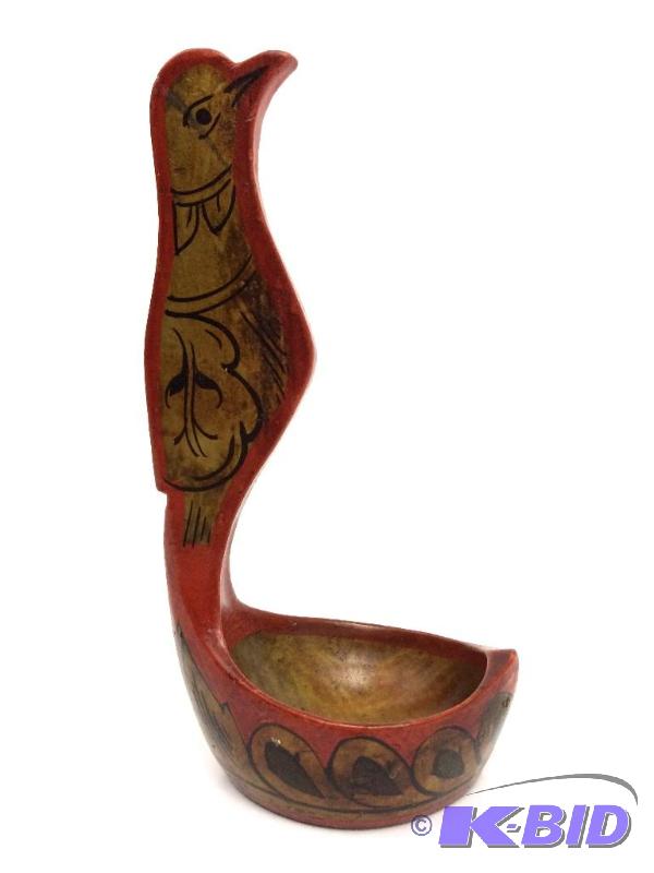 lot 29 image: Folk Art Hand carved and painted Vintage wooden spoon..