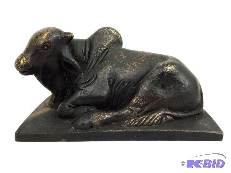 lot 46 image: Bronze sculpture of a calf signed