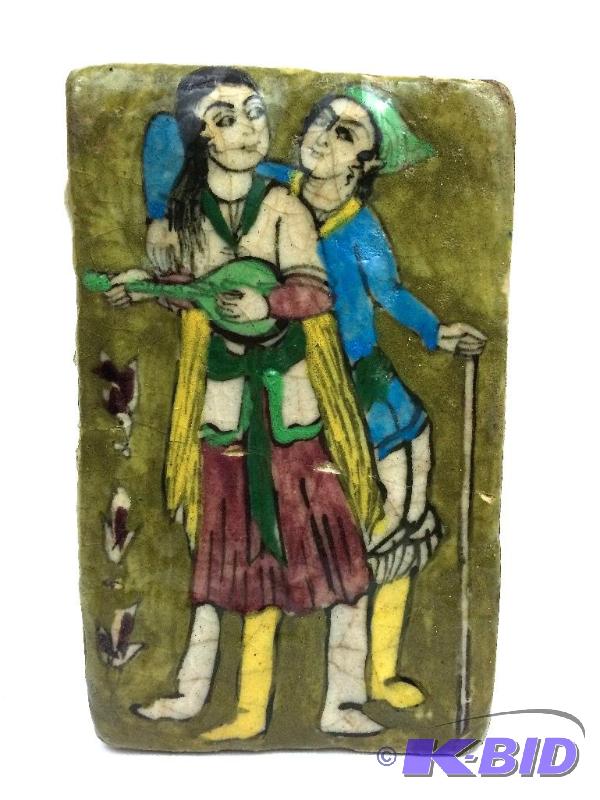 lot 6 image: Persian underglaze tile from the Qajar Period 1779-1925 Circa 1790s -1820s