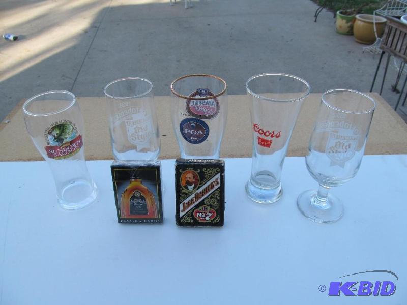 Beer glassesJack Daniels playing cards