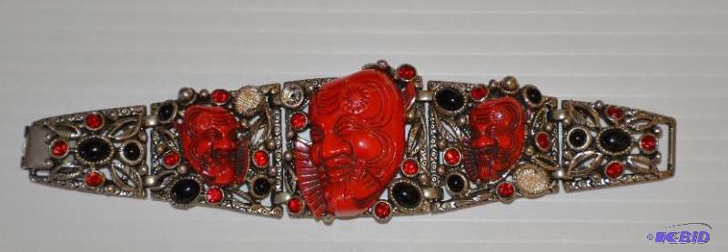 lot 128 image: Rare Vintage&nbspSigned Selro Silvertone Red...