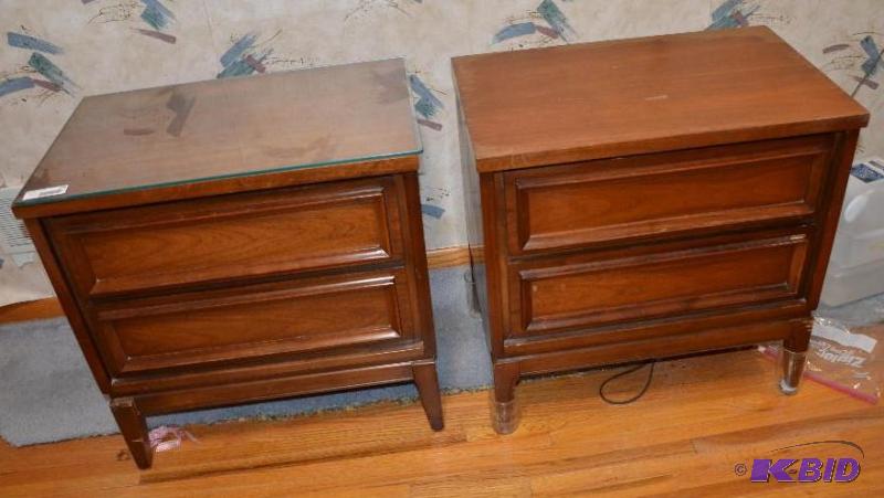 lot 190 image: Two retro matching end tables , one has a gla...