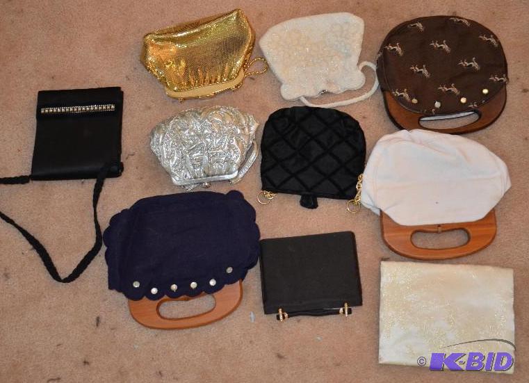 lot 205 image: 10 assorted hand bags  clutch purses...