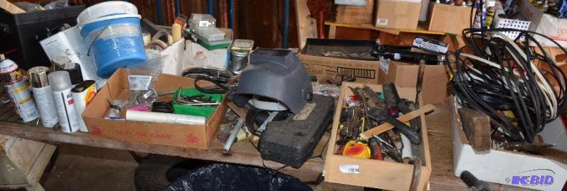 lot 240 image: All items on the table - welding mask hand to...