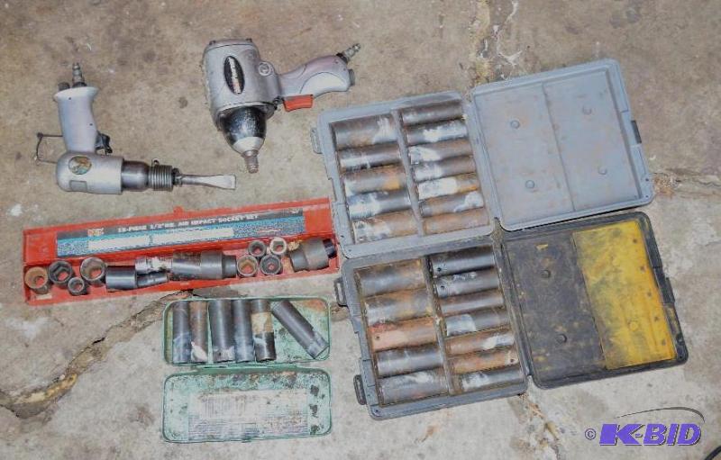 lot 242 image: Air Impact wrench, impact socket set, impact ...