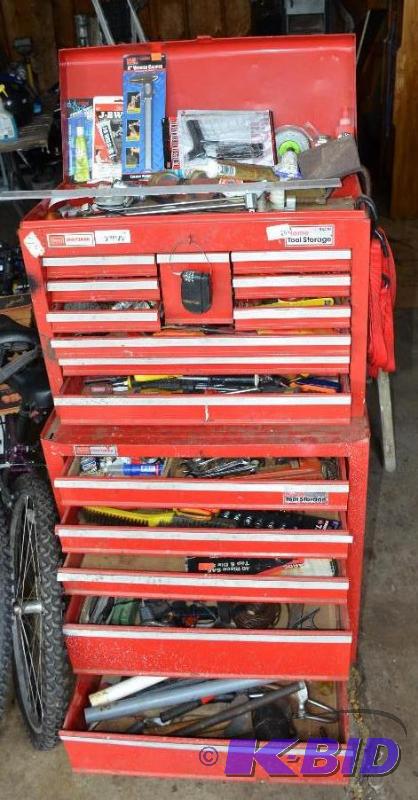 lot 243 image: Large group of tools in tool chest, chest is ...