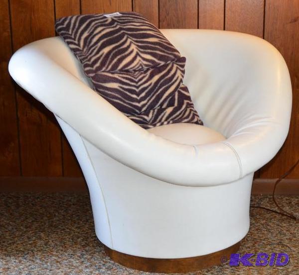 lot 44 image: Awesome retro custom white swivel circular ch...