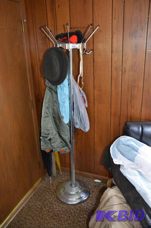 lot 47 image: Chrome 8 prong coat rack 68" tall...
