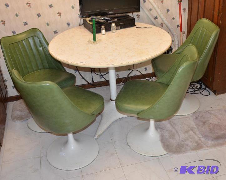 lot 49 image: Deco 60s kitchen table with four chairs...