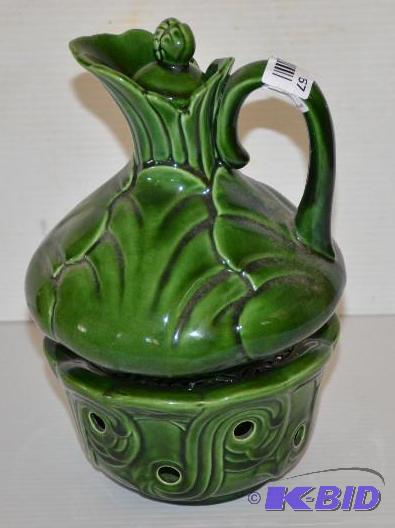 lot 67 image: vintage potpourri pottery labeled Caman 12&qu...