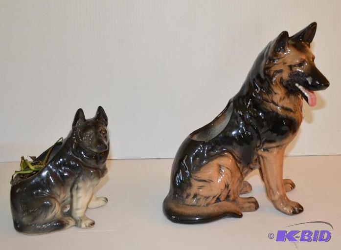 lot 74 image: German shepherd Ceramic dog plant pots 6x6&qu...