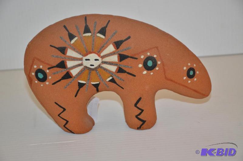 lot 77 image: Native American bear ceramic 9x7"...