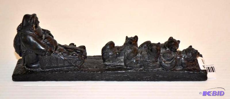 lot 81 image: Wolf original dog sled sculpture 9" long...