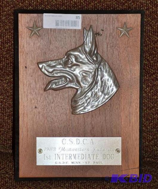 lot 85 image: 1983 First Place Midwest dog show 12x9"...