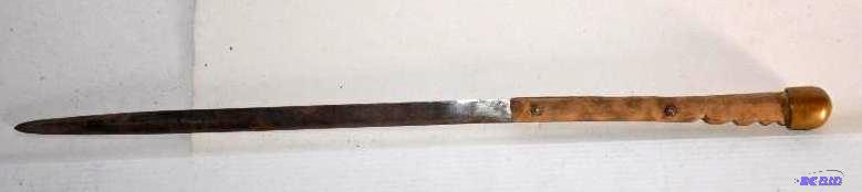 lot 16 image: Unique wood handle with brass knob end sword...