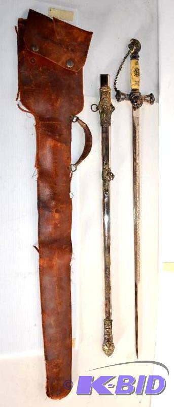 lot 6 image: Early 1900-1920s Sword with metal scabbard ...