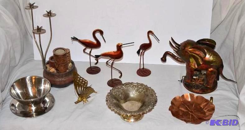 lot 84 image: Metal elephant music box and assorted items...
