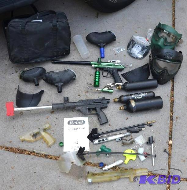 lot 91 image: Paintball guns & masks Kingman Spider Agr...