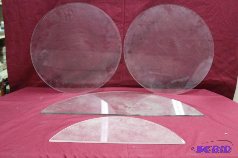 Glass Table tops, about 30 round glass tops a...