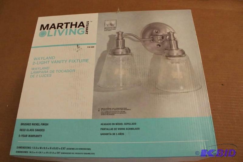Martha Living two light vanity fixture, seems complete, customer return