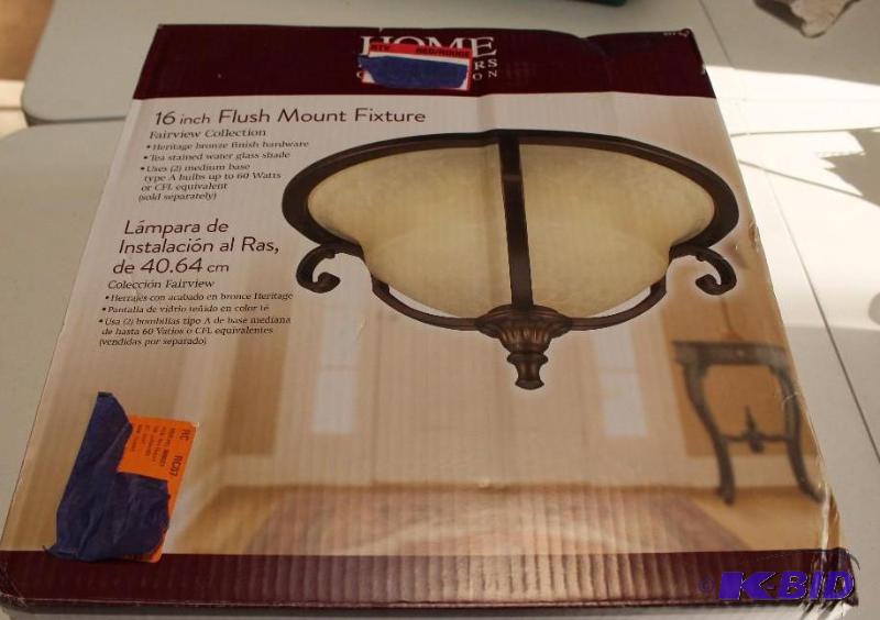 Home 16 flush mount fixture, needs globe, customer return
