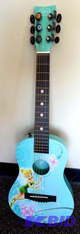 lot 19 image: Disney Tinker Bell 6 String Plastic Guitar Turquoise