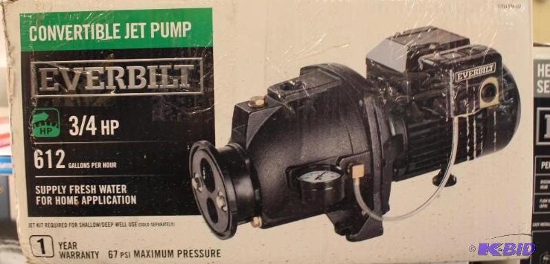 Everbilt pump, appears to be new in box, untested, customer return