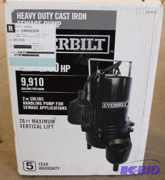 6) Everbilt HD Sewage Pump, tested, Customer Return