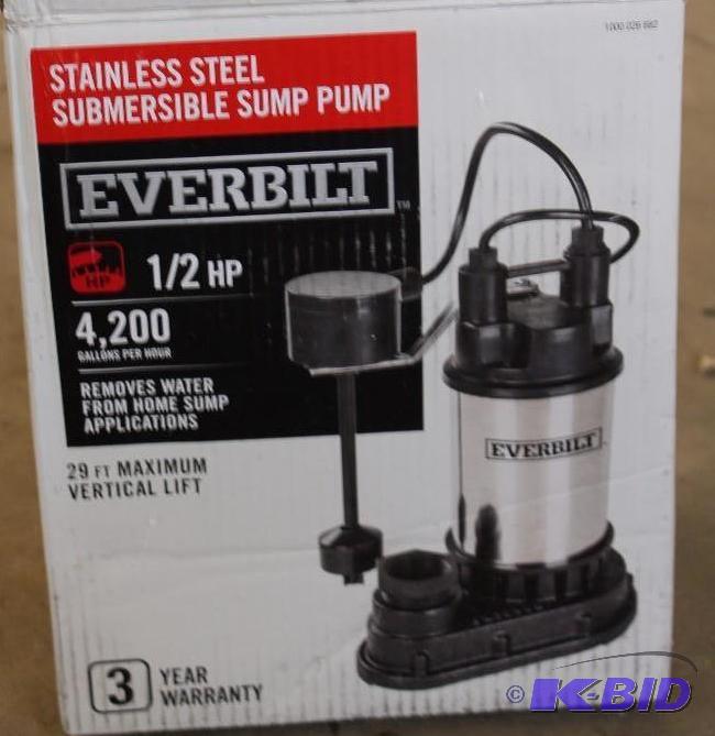 Everbilt sump pump, tested, Customer Return