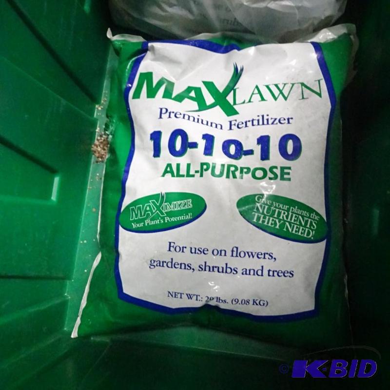 Proximately 32 pounds max lawn brand fertiliz...