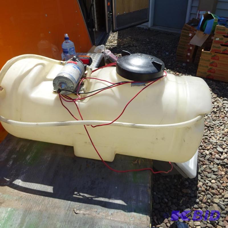 lot 226 image: 15 Gal 12 Volt Sprayer Tank. Includes Wand...