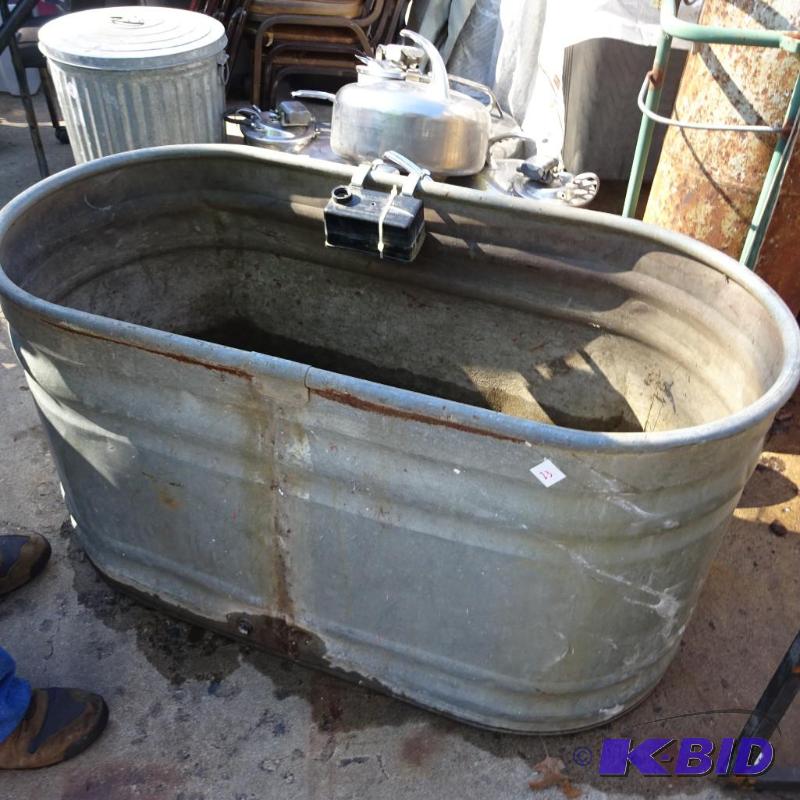 lot 23 image: Galvanized Stock Tank. 47 X 23 X 25 Includes ...
