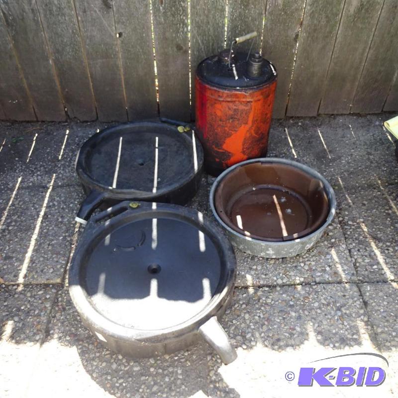 lot 236 image: Metal Oil Can and Oil Drain Pans...