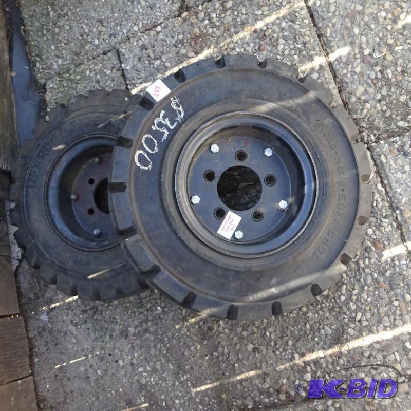 lot 237 image: Brand New 5.00 X 8 Forklift Tire. 1 Used 5.00...