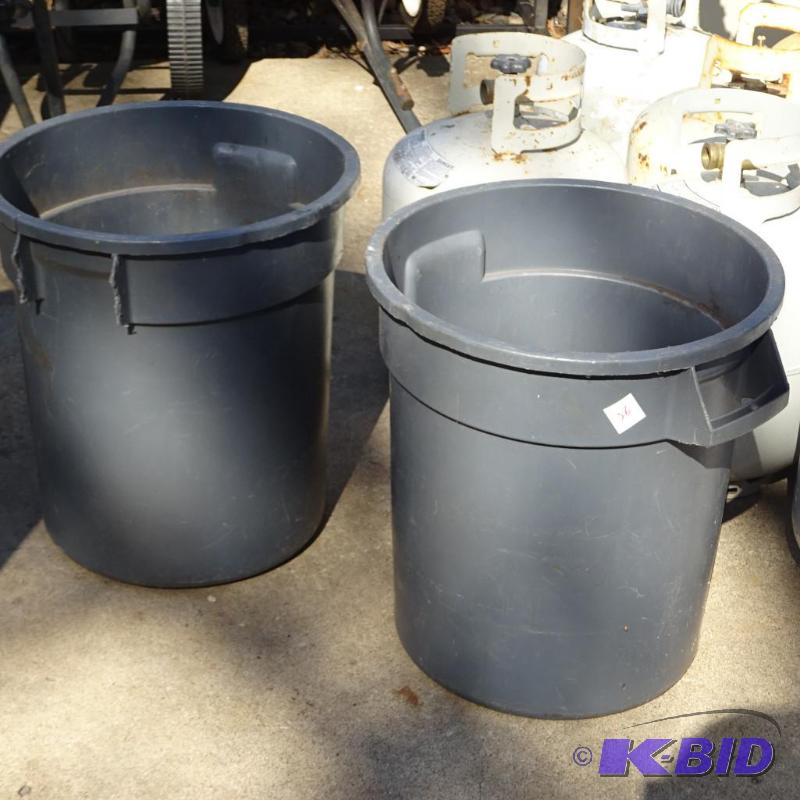 lot 36 image: 2 Plastic Garabage Cans, NSF Approx 10 Gal...