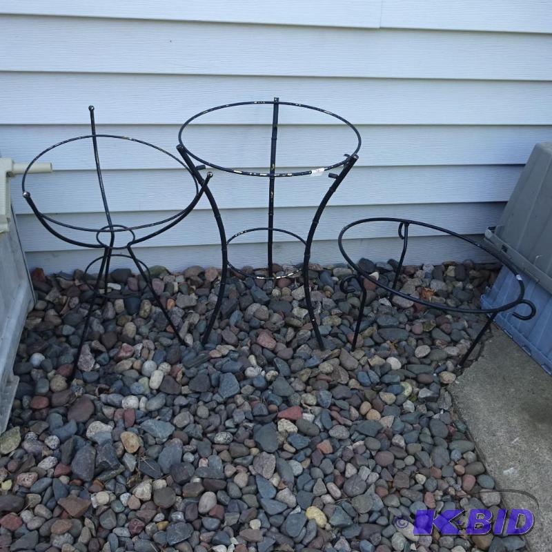 lot 42 image: 3 Metal Flower Pot Stands...