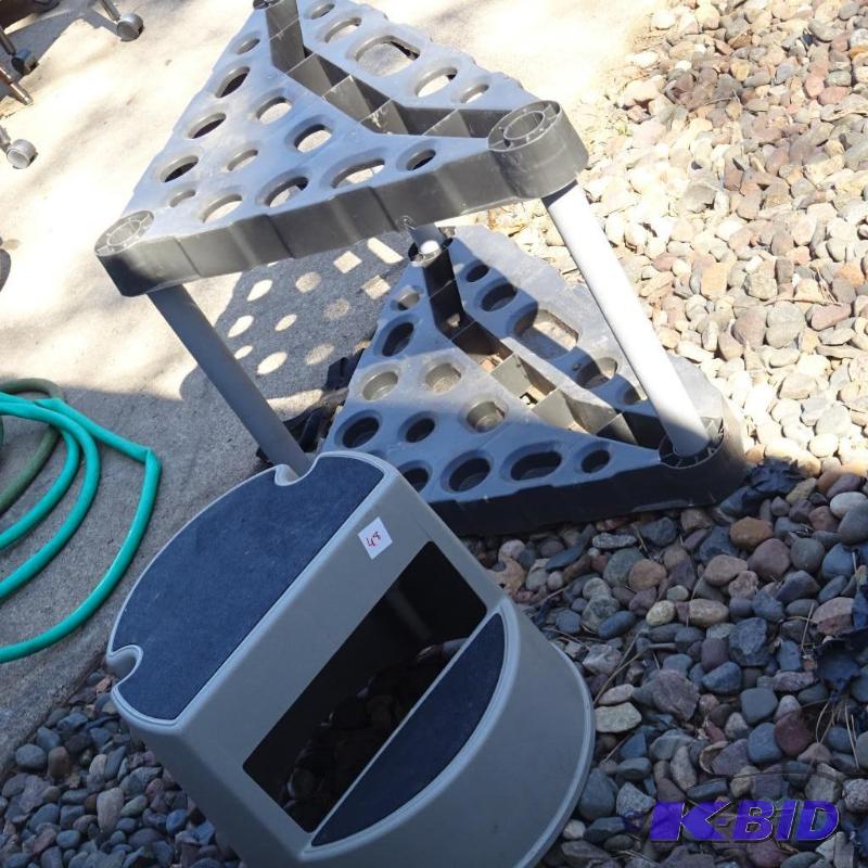 lot 48 image: Step Stool and Corner GardenTool Holder...