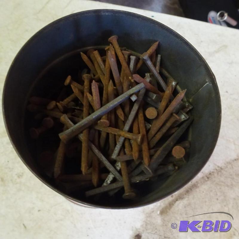 lot 98 image: Coffee Can of Nails and Square Nails...