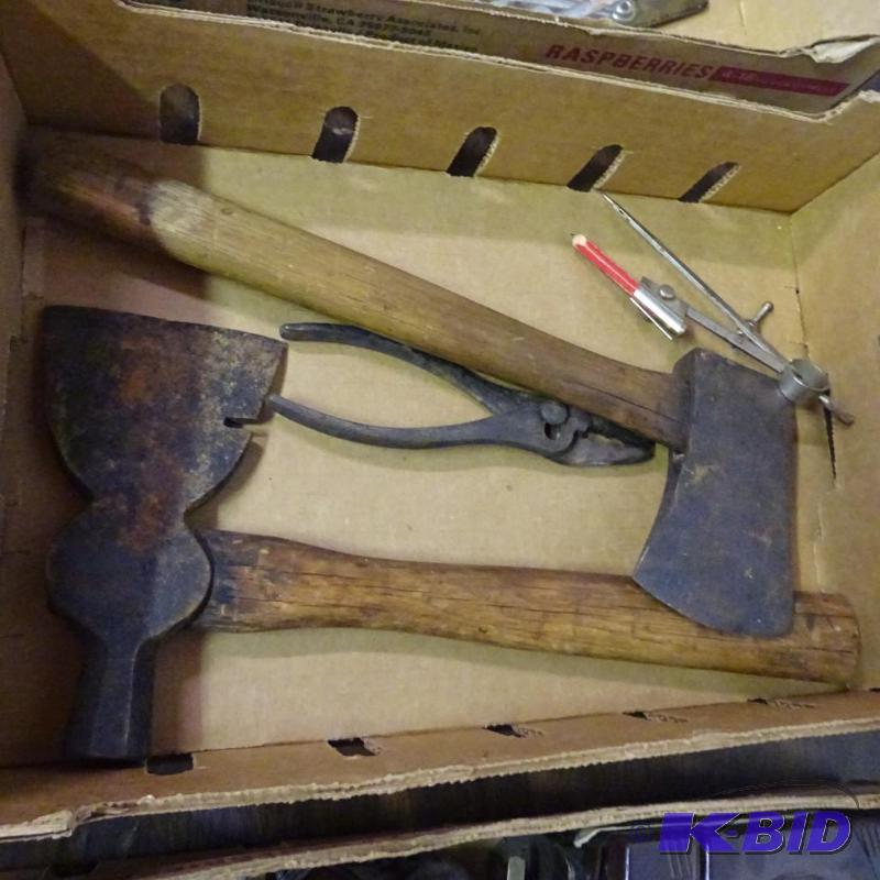 lot 109 image: 2 Hand Hachets, Pleirs and Scribe...