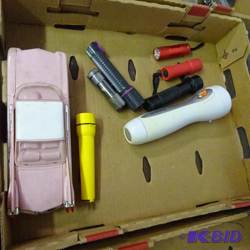 lot 132 image: Misc Flashlights, Pine Cadillac Telephone...