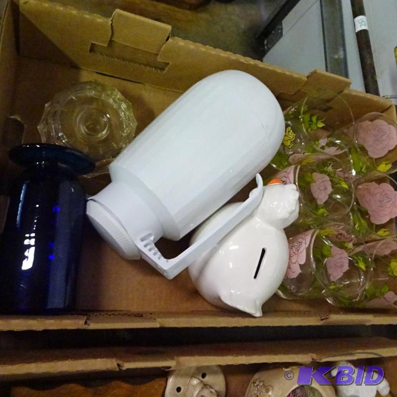 lot 150 image: Coffee Server, Rose Glasses, Bank, Candle Hol...