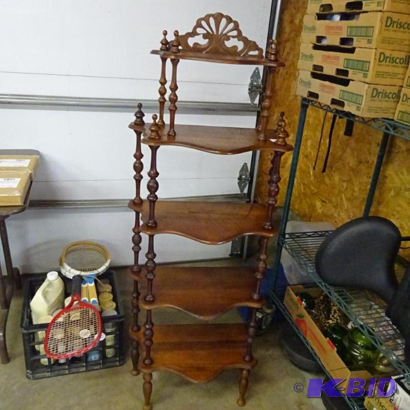 lot 16 image: Vintage Wood Shelf Unit 21 X 12 X 54...