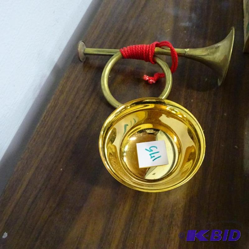 lot 175 image: Brass Bugel, Brass Bowl...