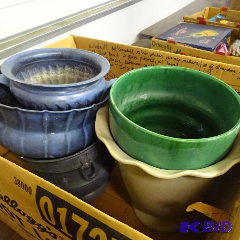 lot 42 image: Metal and Porcelain Flower Pots...
