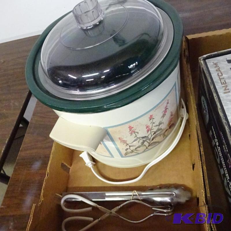 lot 71 image: RIval Crock Pot, Sering Utensils...