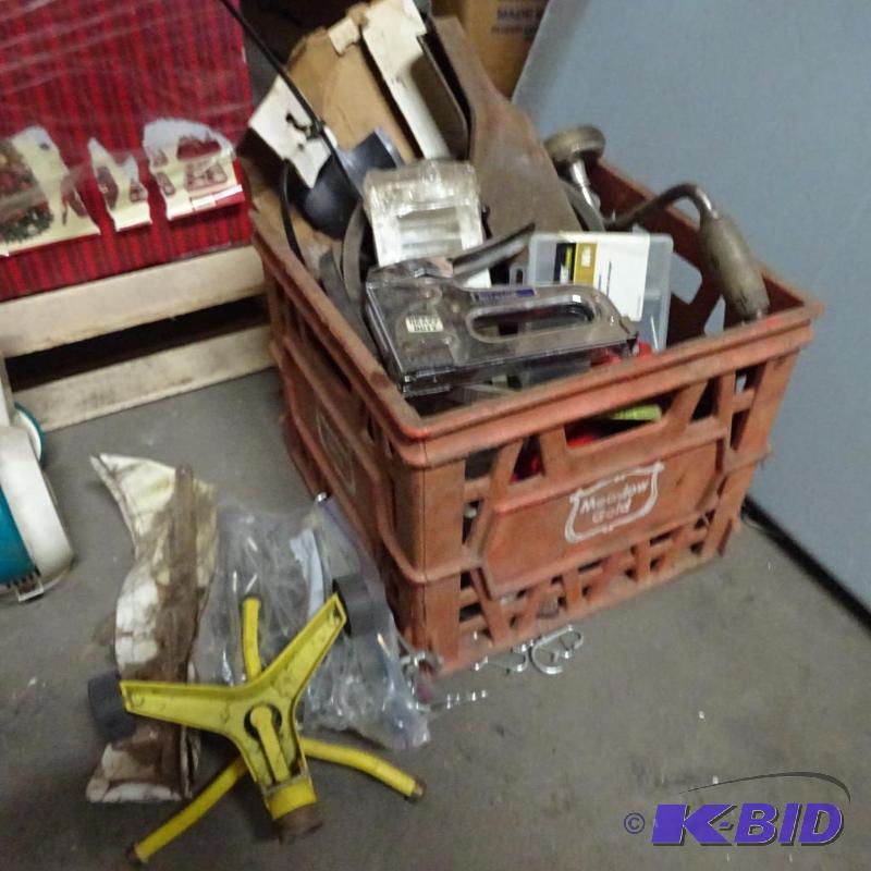 Bin of Misc Lawn Mower Blades, Belts, Peg Boa...
