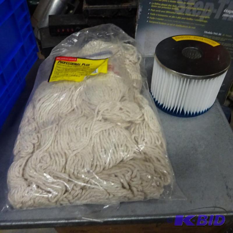 Air FIlter and 2 Rubber Maid Mop Heads...