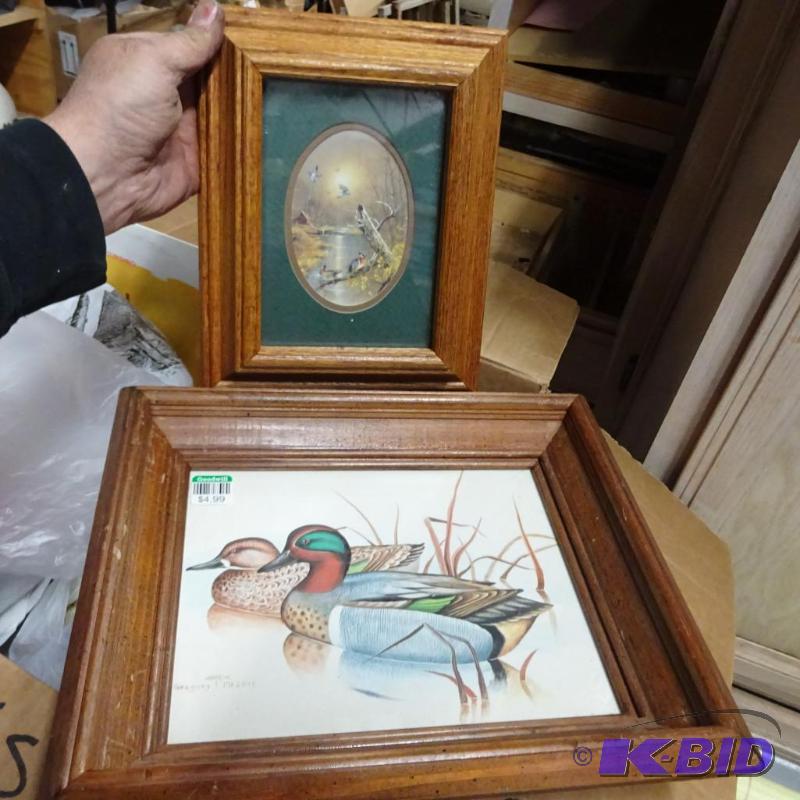 2 Duck Prints in Wood Frames...