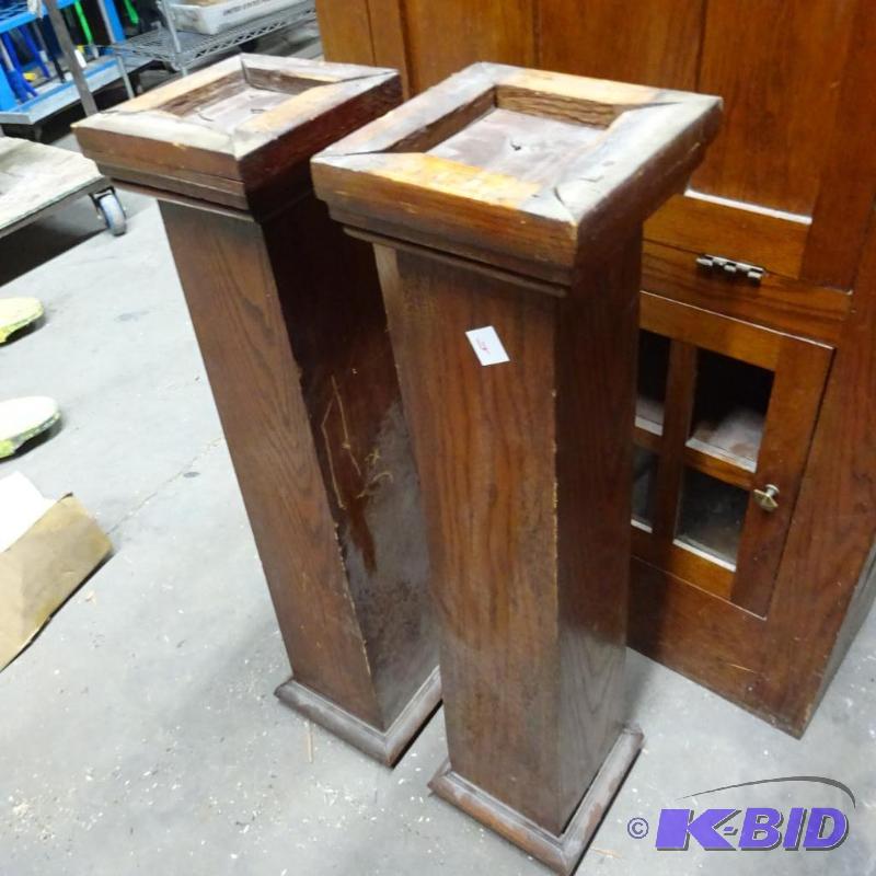 2 Vintage Wood Pillars 9 X 9 X 38...